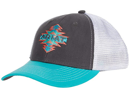 Ariat Youth Aztec Logo Ball Mesh Back Snapback Patch Cap Hats - 1519006