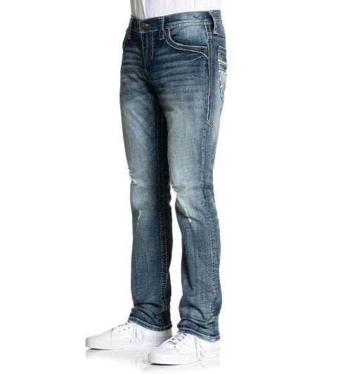 American Fighter Men's 34" Defender Void Manor Skinny Fit Straight Denim Jeans - 331SK320