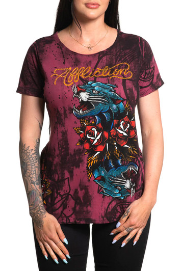 Affliction Women's Dottie Rose Short Sleeve T-Shirt Tee - AW25155