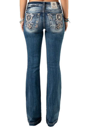 Miss Me Women's Tropical Dream Straight Boot Cut Denim Jean - M3860B