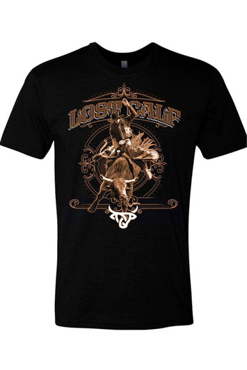 Lost Calf Unisex Bull Rider Short Sleeve T-Shirt Tee - LBULR-BLK