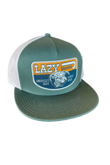 Lazy J America's Best Mesh Back Snapback Patch Cap Hats - GRNSTN4AB