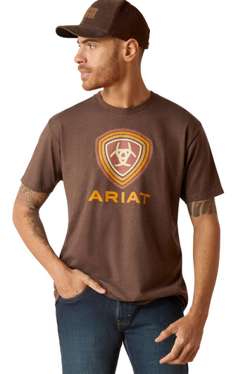 Ariat Men's Rope Lockup Brown Heather Short Sleeve T-Shirt Tee - 10047645