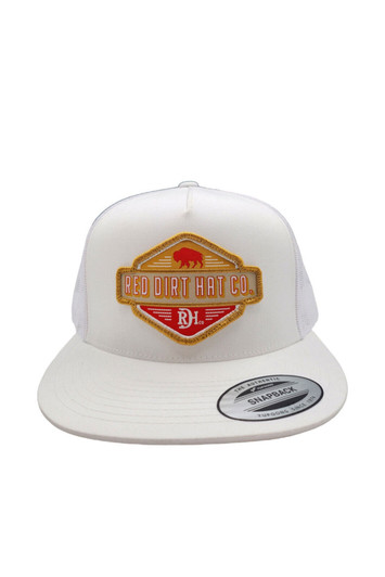 Red Dirt Hat Unisex June White Mesh Back Snapback Patch Cap - RDHC-391