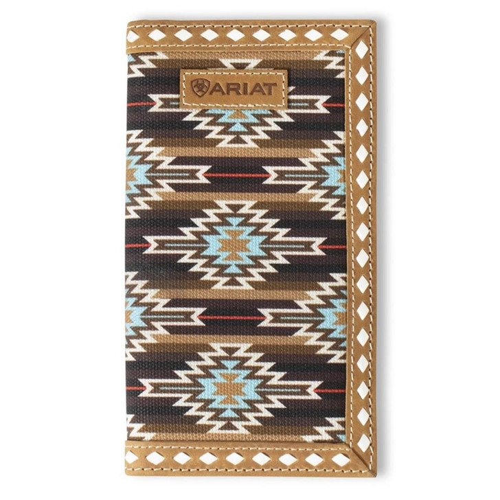 Ariat Men's Rodeo Southwestern Diamond Brown Wallet Money Clip