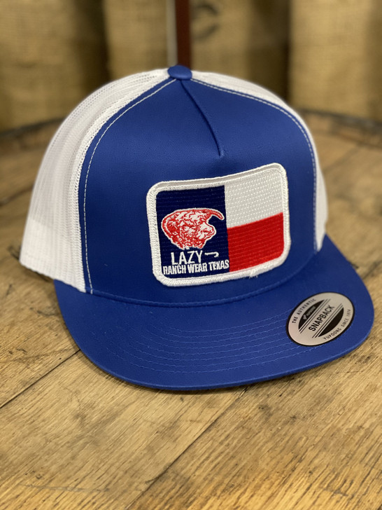 Lazy J Ranch Wear Blue & White Texas Flag Elevation Cap Hat - BLUEWHT4TXELV