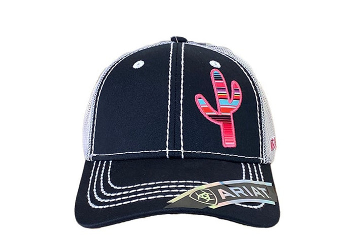 Ariat Women's Navy Serape Cactus Baseball  Mesh Back Snapback  Ladies Patch Cap Hats - 1515503