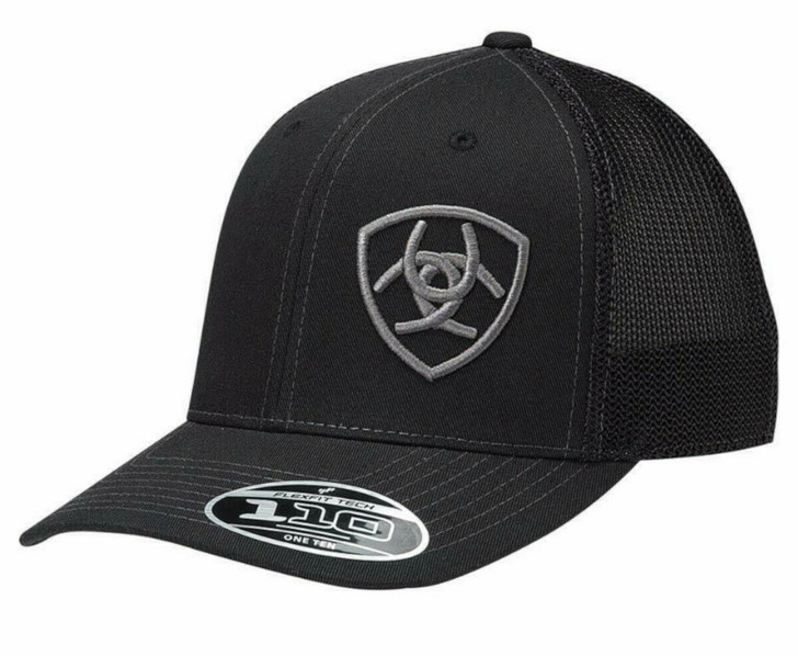 Ariat Men's Western Hat Baseball Cap Mesh Snap Back Flex Fit Logo Black Patch Cap Hats - 1597801