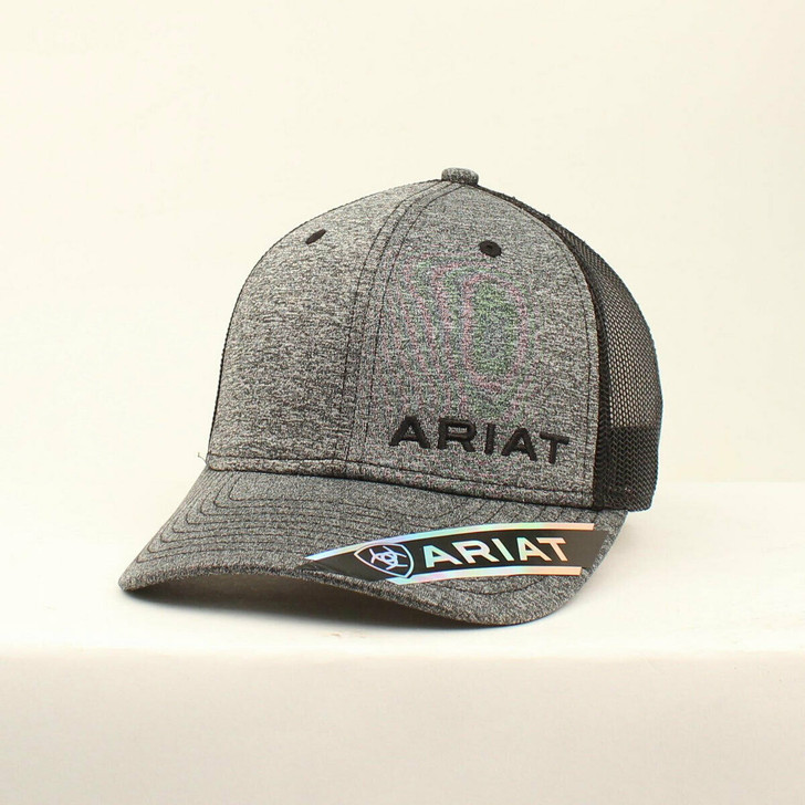 Ariat Men's Mesh Back Logo Baseball Snapback Patch Cap Hats - Black - A300005001