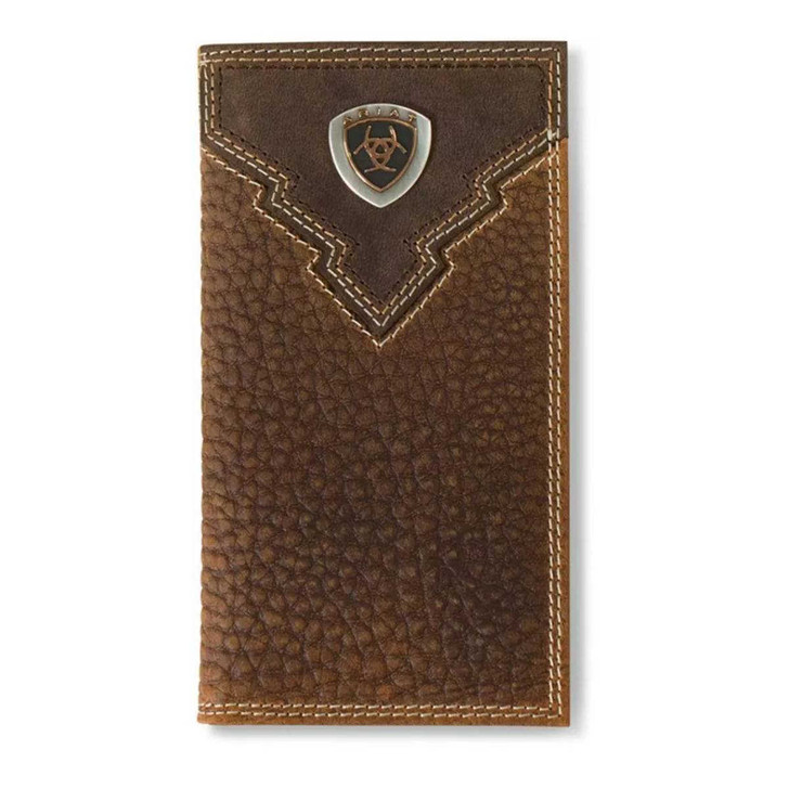 Ariat Men's Rodeo Overlay Shield Brown Rowdy Wallet Money Clip