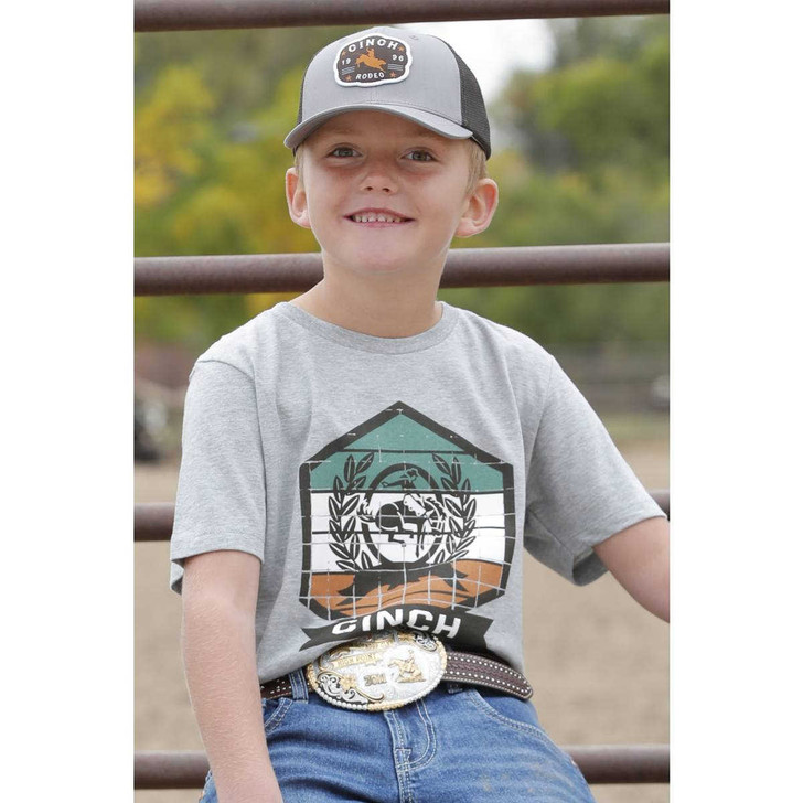 Cinch Boys Graphic Grey Short Sleeve T-Shirt Tee