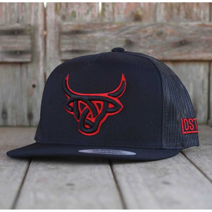 Lost Calf Unisex Toro Bravo Flat Black Mesh Back Snapback Patch Cap Hat