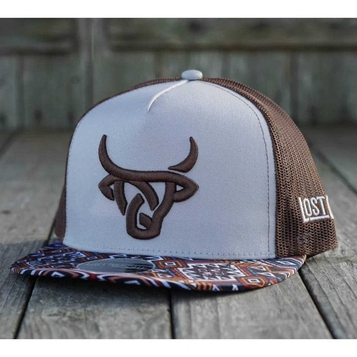 Lost Calf Unisex Dakota Flat Brown Mesh Back Snapback Patch Cap Hat