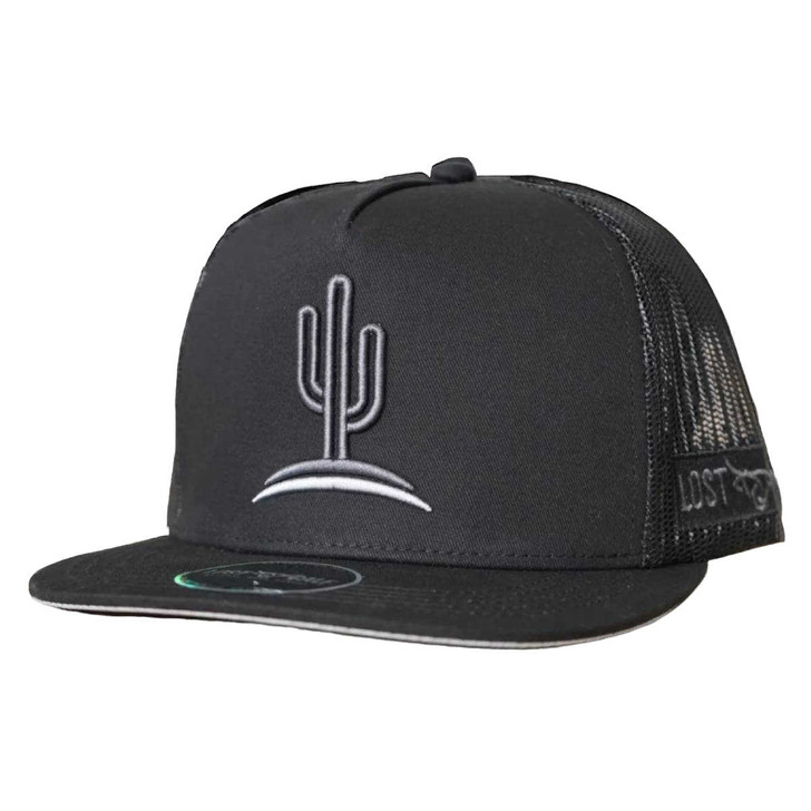 Lost Calf Unisex Cactus Grey Flat Black Mesh Back Snapback Patch Cap Hat