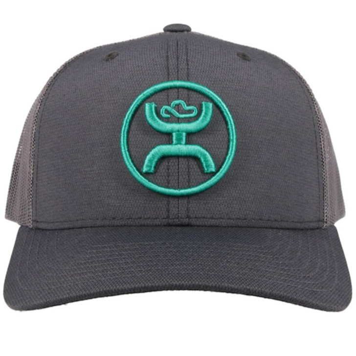 Hooey O-Classic Mesh Back Snapback Grey and Turquoise Trucker Patch Cap Hats - 2109T-GY