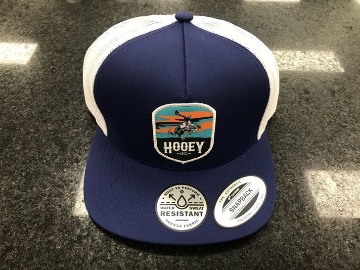 Hooey  "Cheyenne" Mesh Back Snapback Navy/White Trucker Patch Cap Hats - 2144T-NVWH