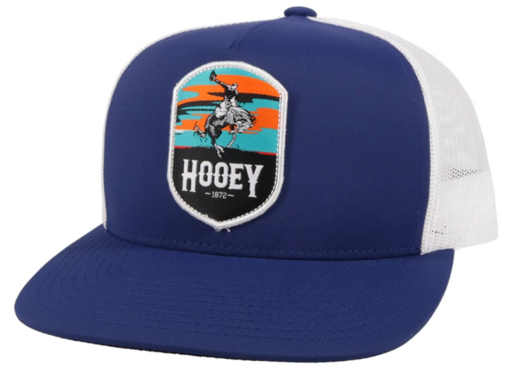 Hooey  "Cheyenne" Mesh Back Snapback Navy/White Trucker Patch Cap Hats - 2144T-NVWH