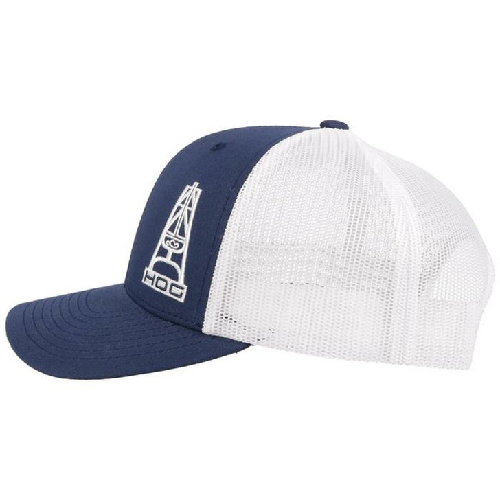 Hooey "HOG" Embroidered Logo Mesh Back Navy/White Snapback Baseball Patch Cap Hats - 3029T-NVWH