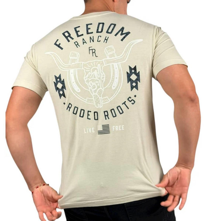 Freedom Ranch Men's Rodeo Roots Sand Short Sleeve T-Shirt Tee