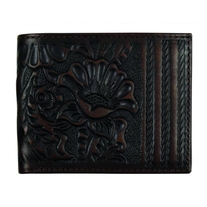 Justin Men's Leather Large Bifold Brown Wallet Money Clip