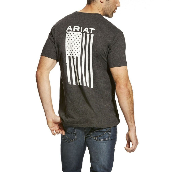 Ariat® Men's Freedom Charcoal Grey Flag Short Sleeve T-Shirt Tee - 10025209