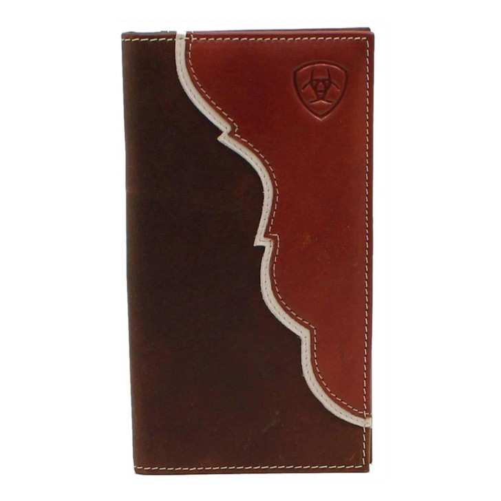 Ariat Men's Two Tone Shield Logo Tan Rodeo Wallet Money Clip