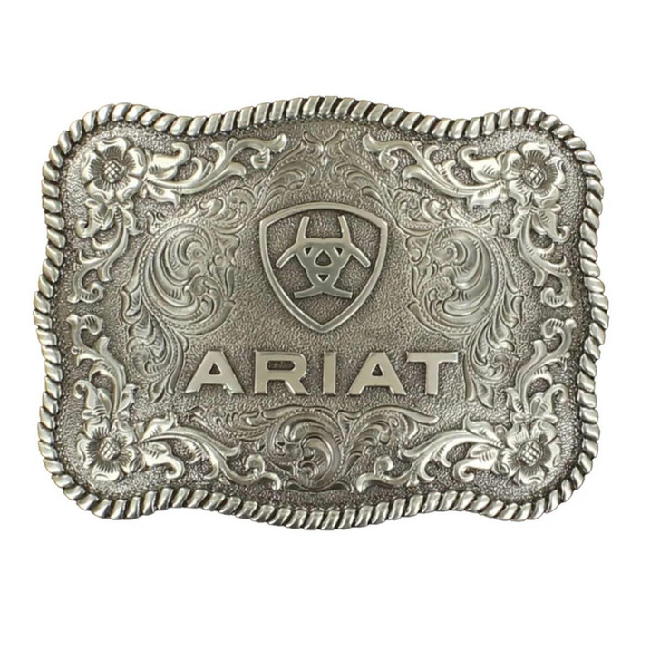 Ariat Unisex Antique Silver Rectangle Belt Buckle