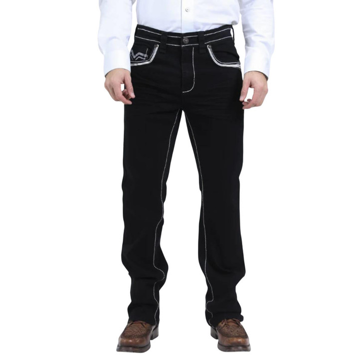Platini Men's Slim Fit Boot Cut Black Denim Jeans