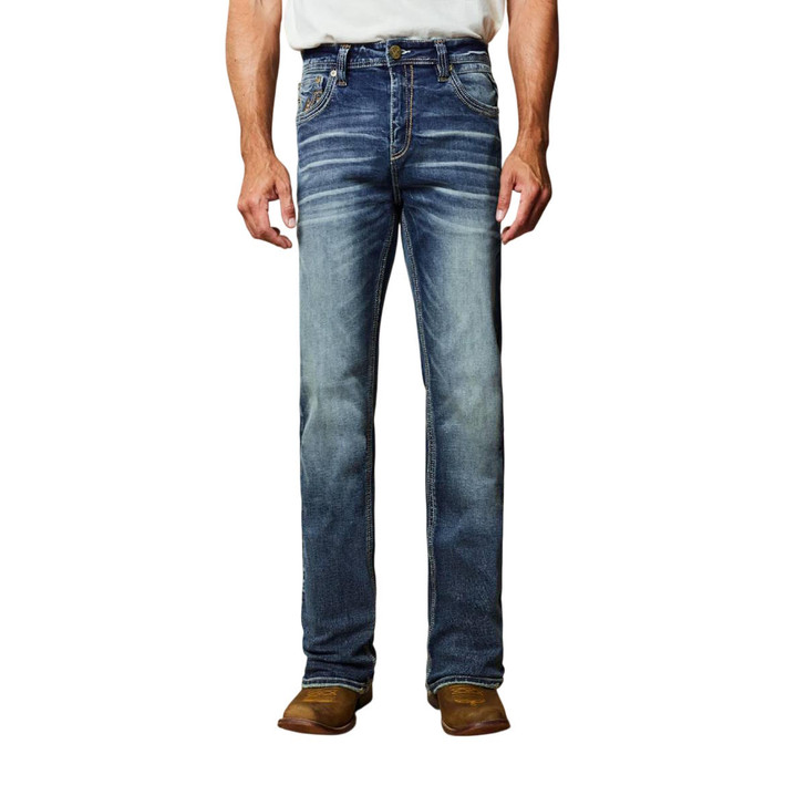 Western Blue Men's Modern Straight Boot Cut Denim Jean