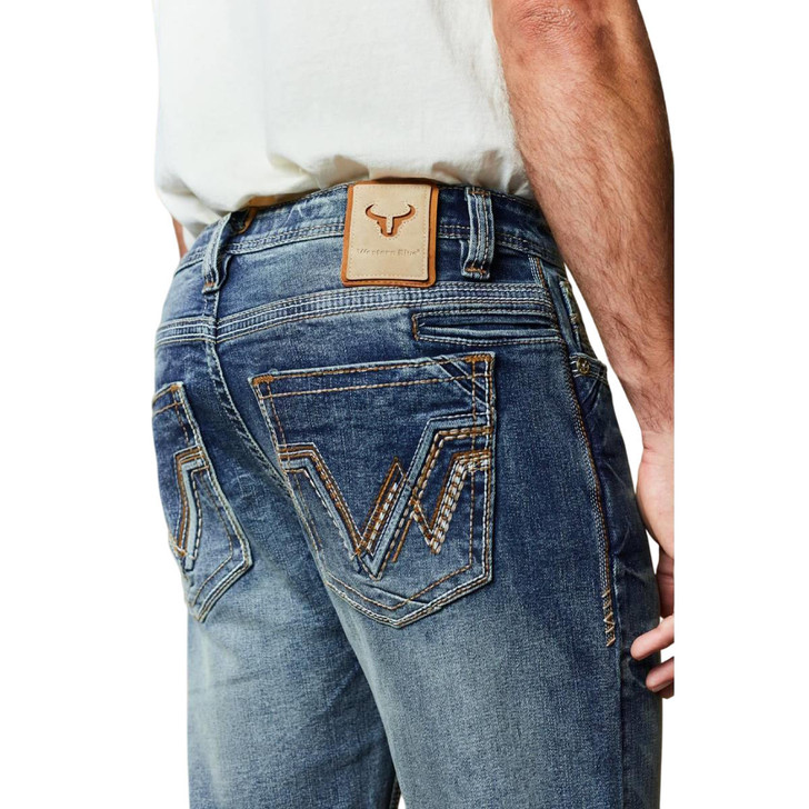 Western blue man denim jean