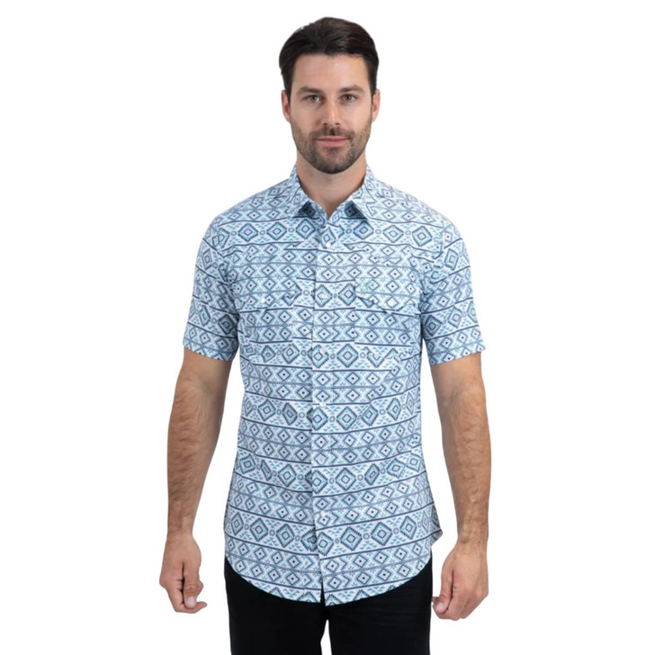 Platini Men's Performance Western White Short Sleeve Shirts