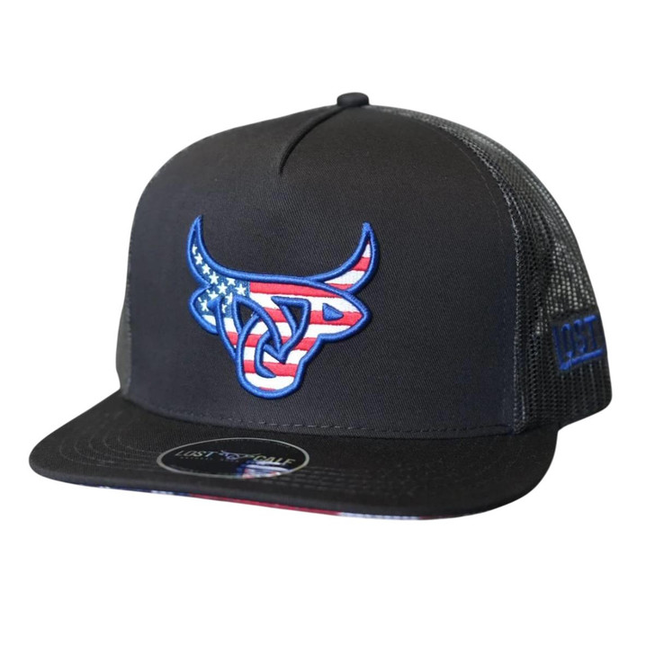 Lost Calf Unisex Americalf Black Flat Mesh Back Snapback Hat