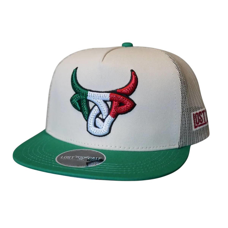 Lost Calf Unisex Mexicalf Jewel Khaki & Green Flat Mesh Back Snapback Hat
