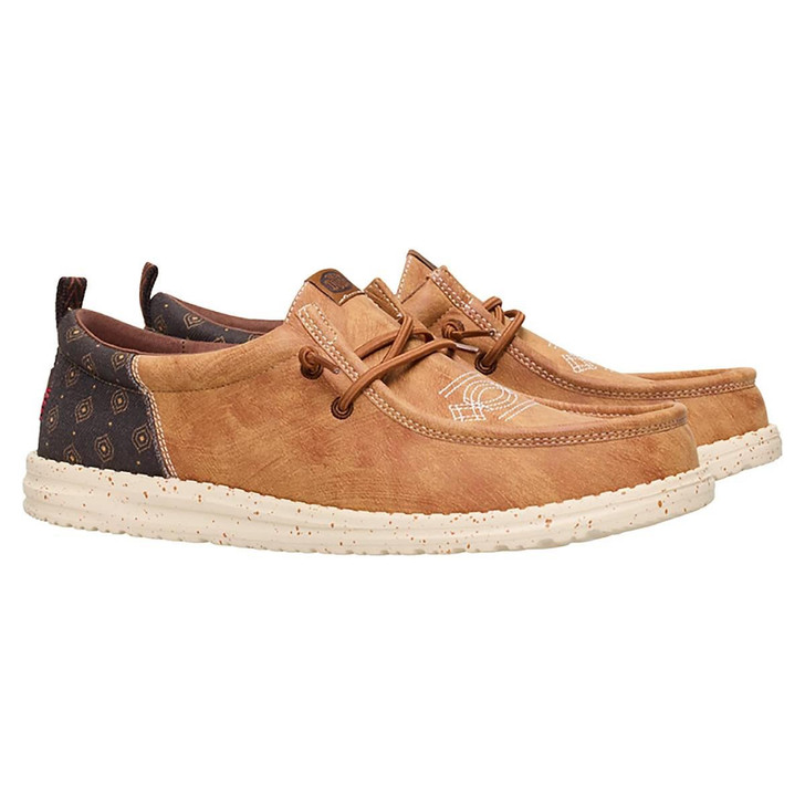 Hey Dude Men's Wally Funk Western Stitch Brown Shoes