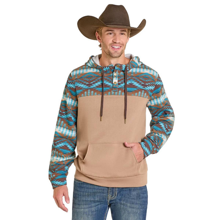Rock & Roll Men's Color Block Tan Hoodie