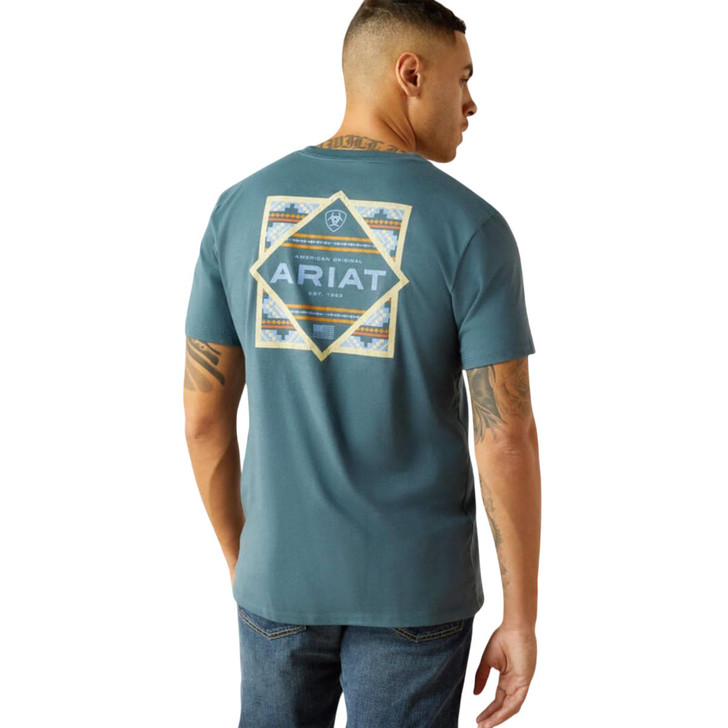 Ariat Men's Puebla Serape Lagoon Green Short Sleeve T-Shirt Tee