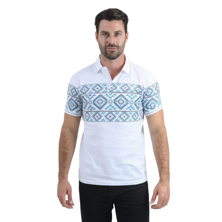 Platini Men's Modern Fit Stretch Polo White Short Sleeve T-Shirt Tee