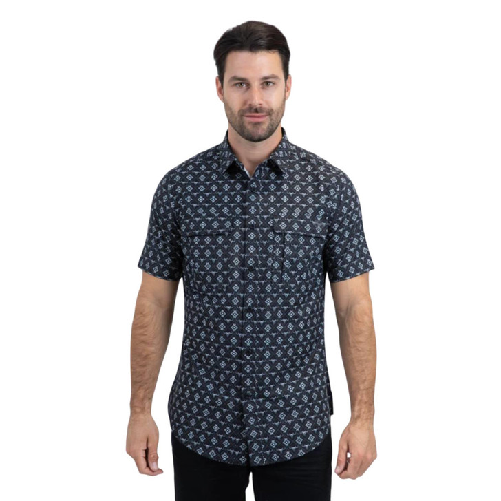 Platini Men's Performance Classic Fit Black Short Sleeve Shirt