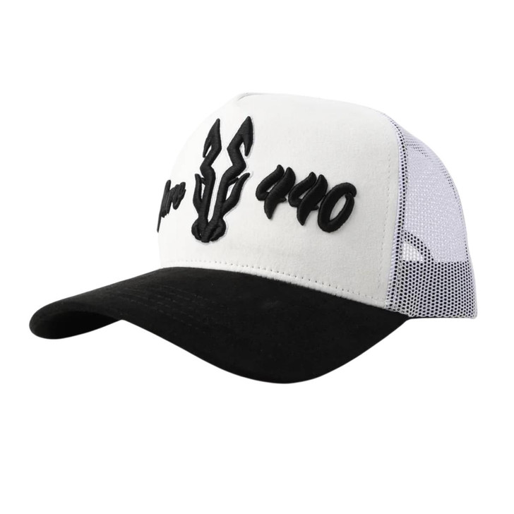 Puro440 Unisex Original Logo Black & White Mesh Back Snapback Patch Cap Hat