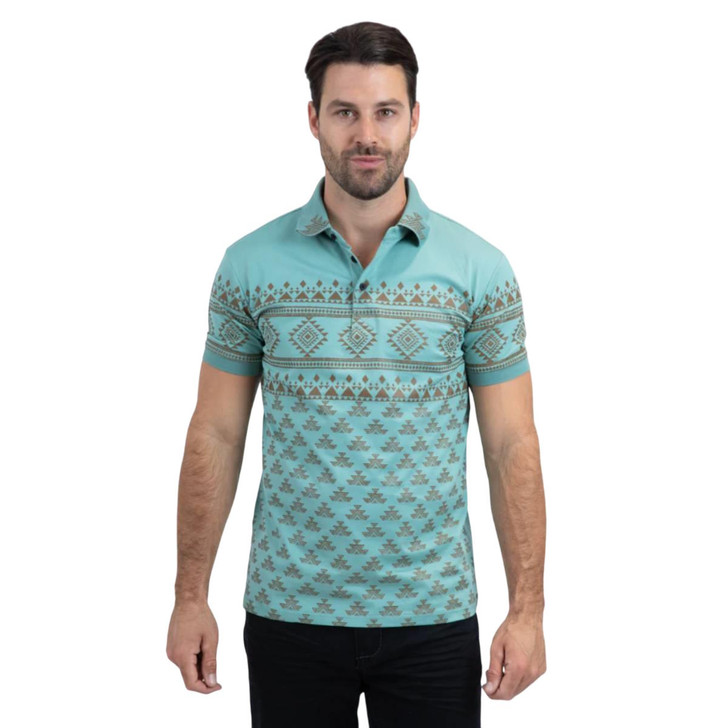 Platini Men's Modern Fit Stretch Cotton Polo Blue Short Sleeve T-Shirt Tee