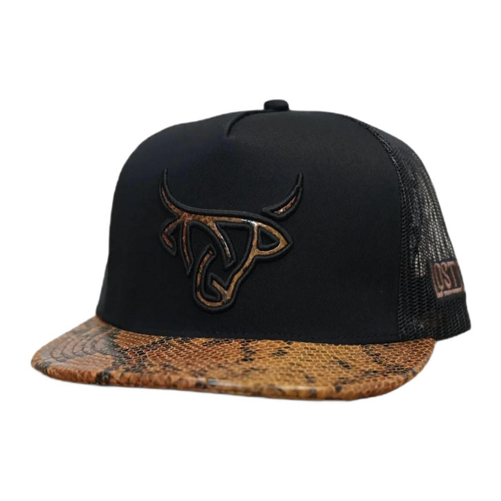 Lost Calf Unisex Copperhead Flat Black Mesh Back Snapback Patch Cap Hat