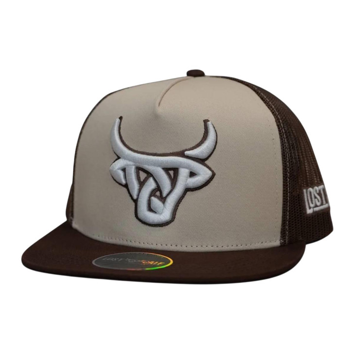 Lost Calf Unisex Two Mesh Panel Brown Mesh Back Snapback Patch Cap Hat