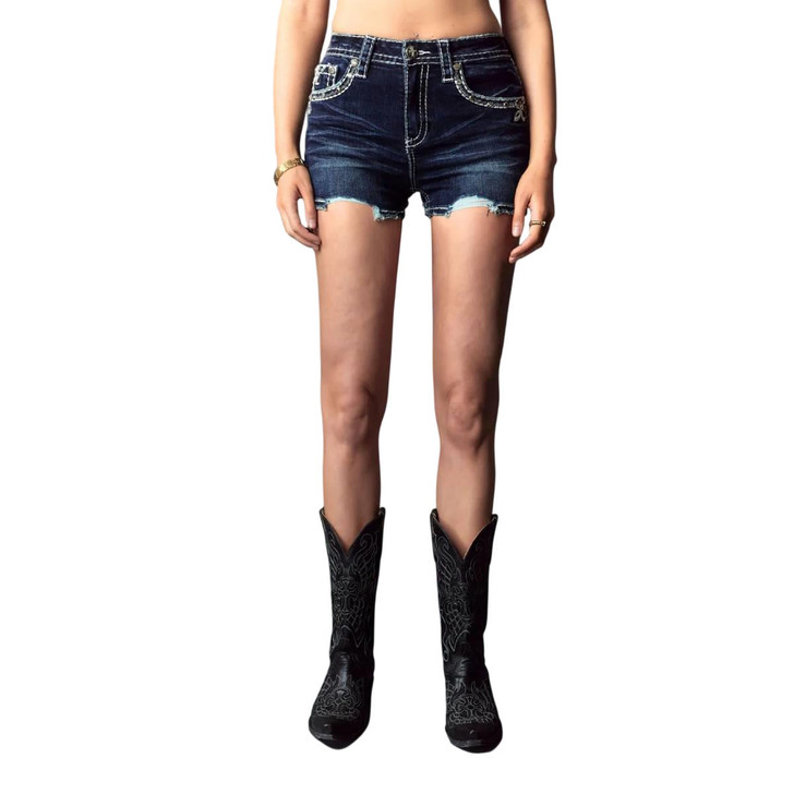 Answer Me Women's Embroidered Denim Short