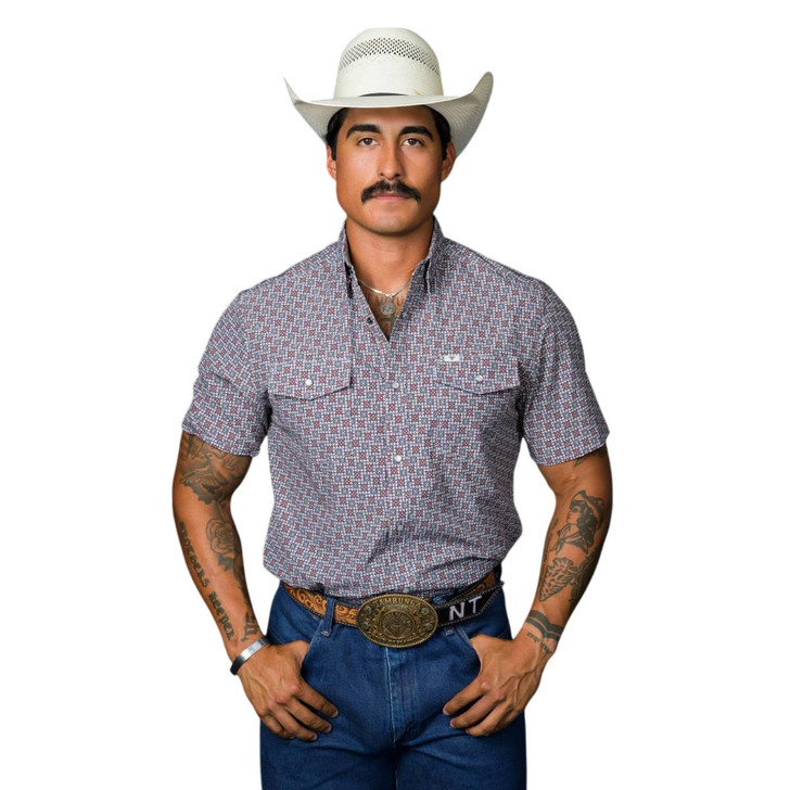 Ferrell Men's The Colton In Red Short Sleeve Snap Shirt