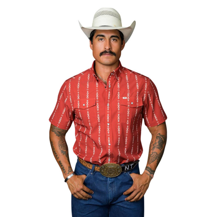 Ferrell Men's The Maverick In Red Short Sleeve Snap Shirt