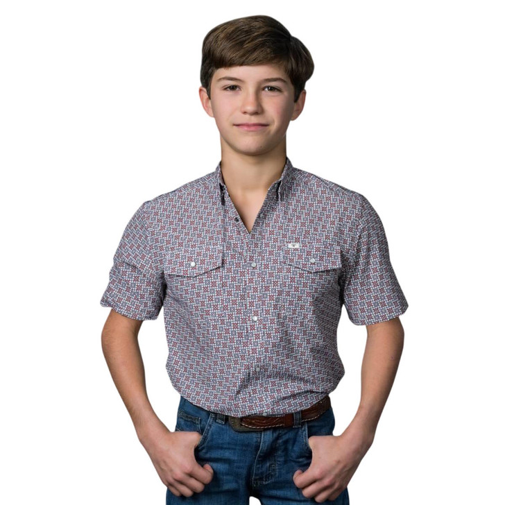 Ferrell Boys Colton In Red Short Sleeve Snap Shirt