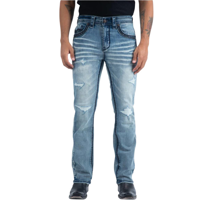Platini Men's Blue Slim Boot Cut Denim Jean
