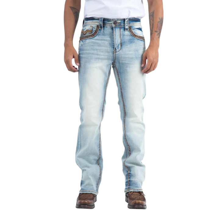 Platini Men's Holt Light Blue Slim Boot Cut Denim Jean