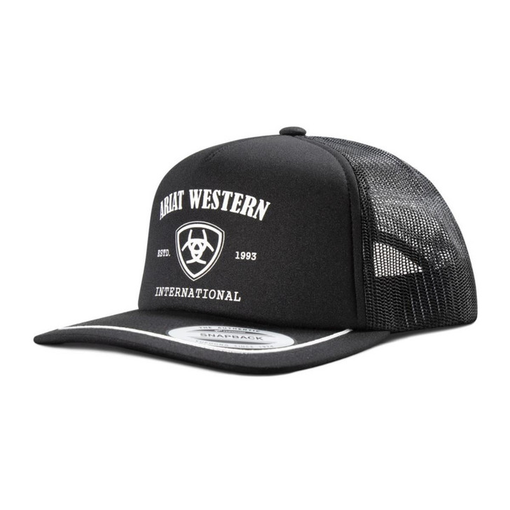 Ariat Unisex Foam Front Black Mesh Back Snapback Patch Cap Hat