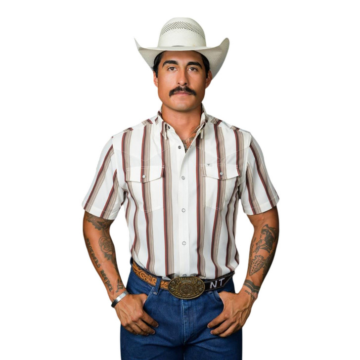 Ferrell Men's The Tristan In Brown Short Sleeve Snap Shirt